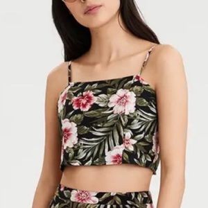 AEO Tropical/Floral Bralette Crop Top Size Small